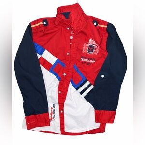 Kids Red & Navy Colorblock Windbreaker Shirt